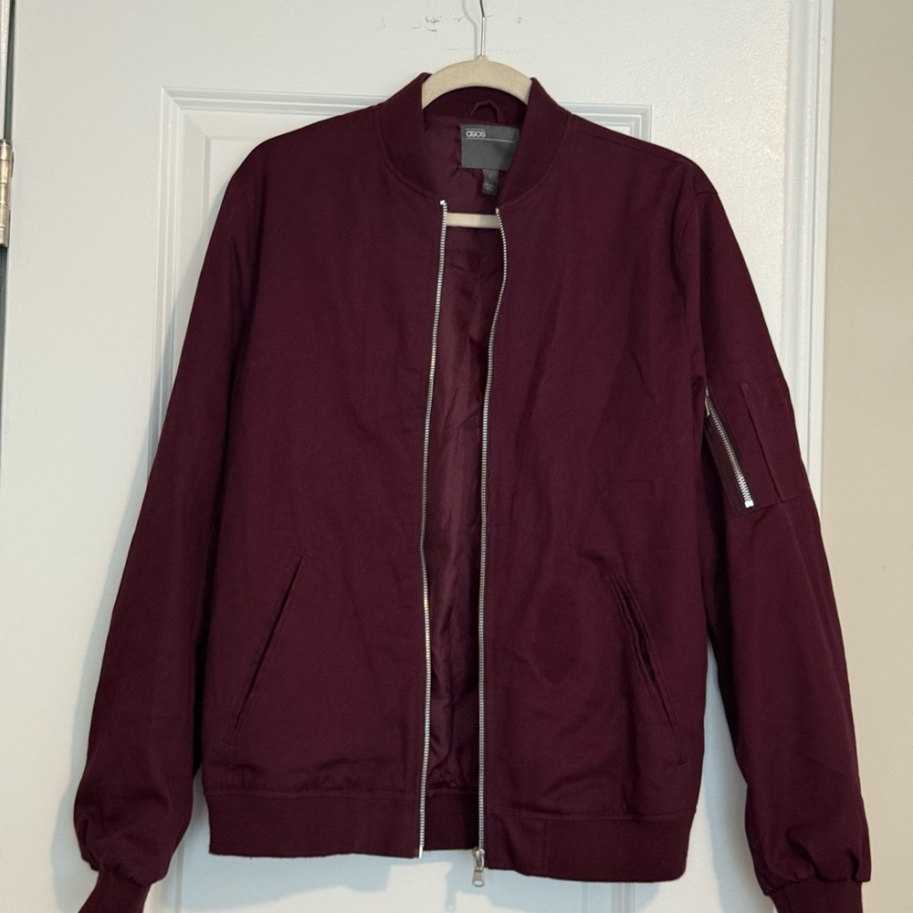 NWOT ASOS Men’s Burgundy Bomber Jacket